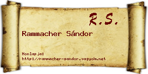 Rammacher Sándor névjegykártya